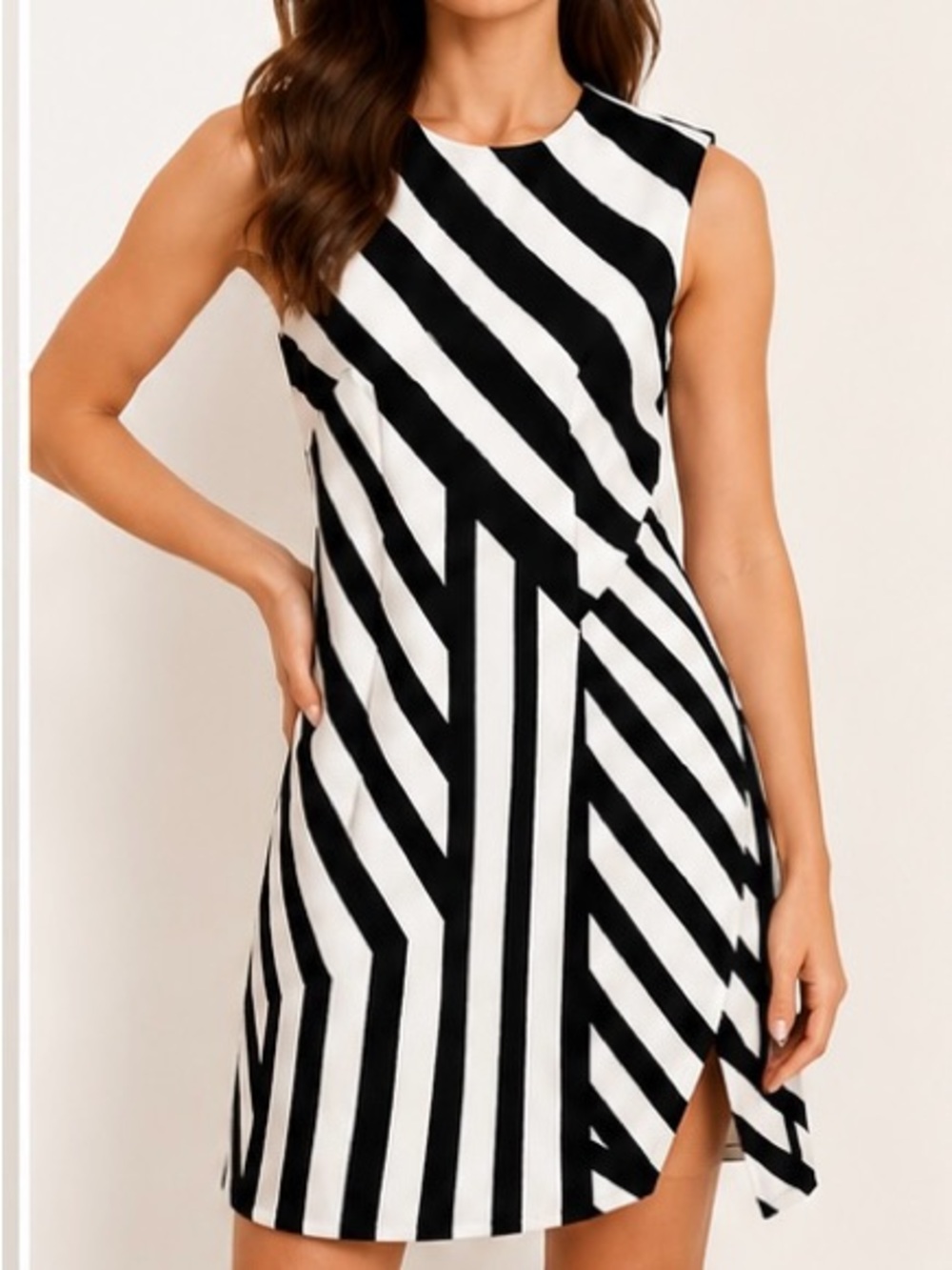 Nasty Gal Black & White Geometric Shoulder Pad Mini Dress Size 6